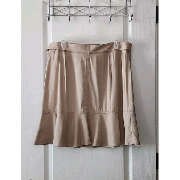 Womens Nine West Print Button-Front Self Belt Utility Flounce Skirt Beige Size L - Picture 3 of 9